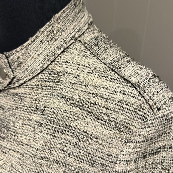 THEORY Bavewick Branson Moto Jacket Nubby Black/Cream Raw Hem. Zipper Front. - Picture 9 of 11